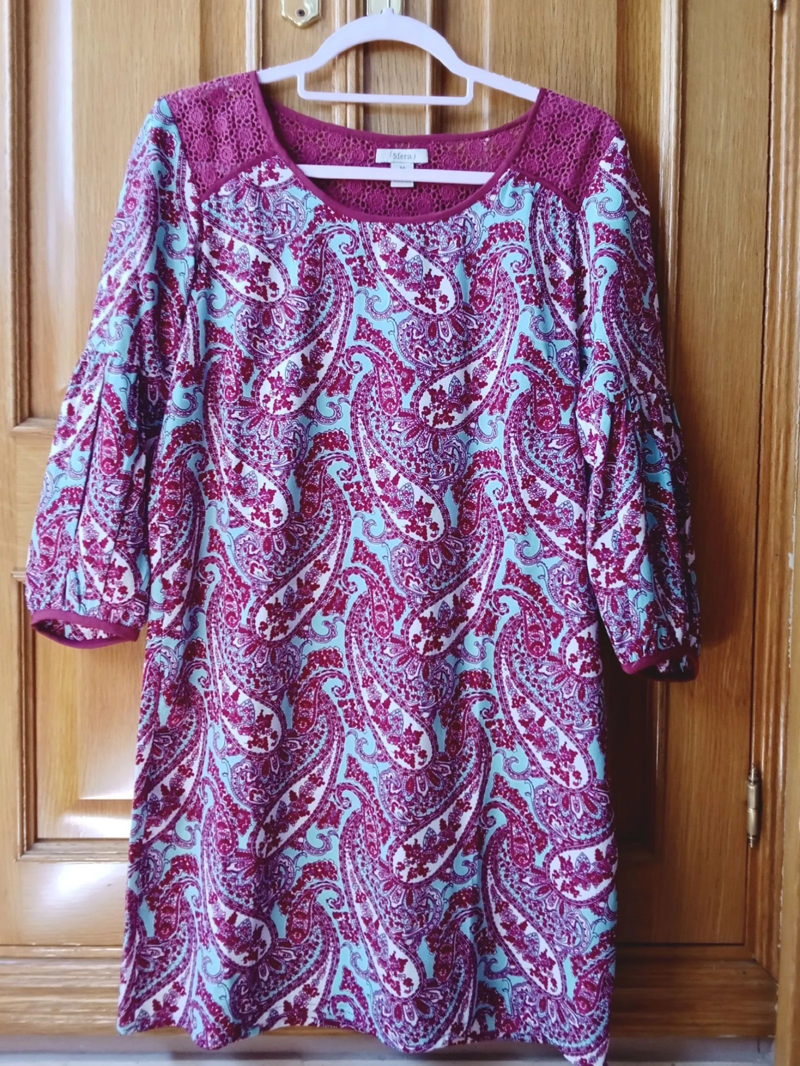 Vestido manga al codo de verano Sfera Talla M multicolor